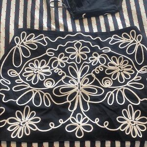 Forever 21 Black Skirt with White Embroidery